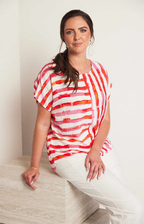 Ora Pink and Orange Stripe Top 