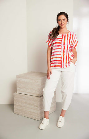 Ora Pink and Orange Stripe Top 