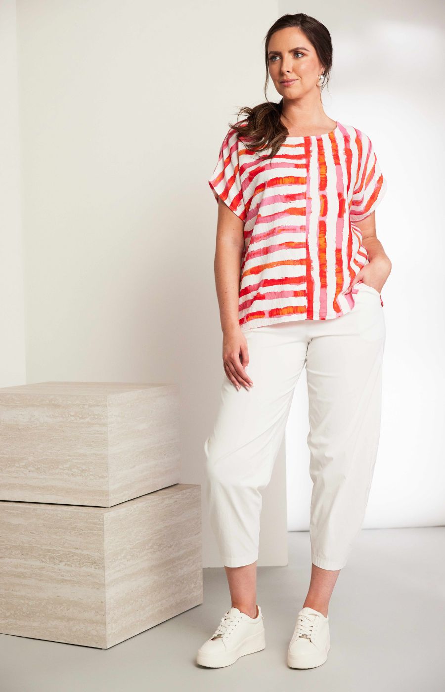 Ora Pink and Orange Stripe Top 