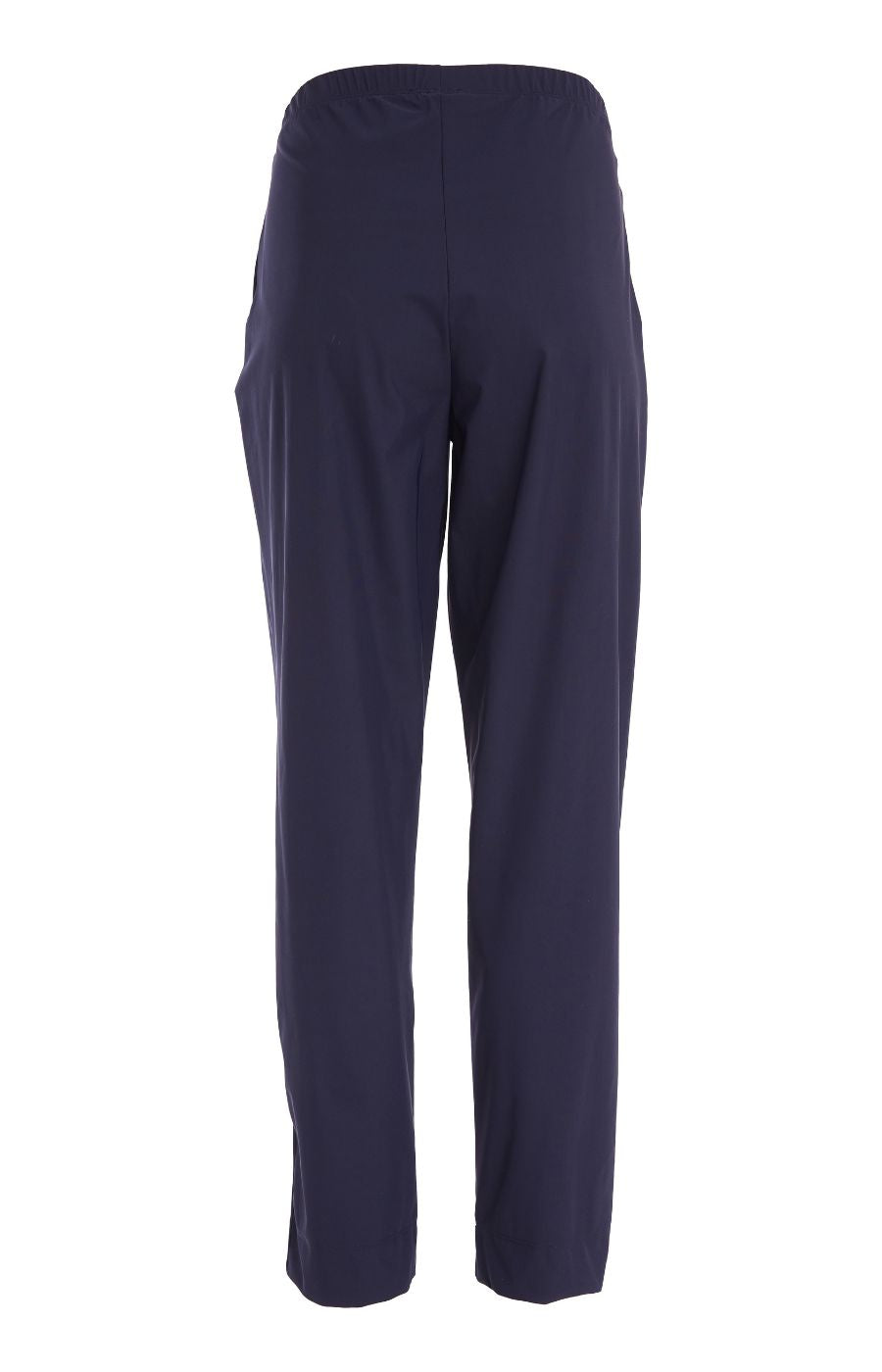 Ora Travel Trousers in Navy, a full length navy trouser with a straight leg, elasticated waistband and side pockets 4