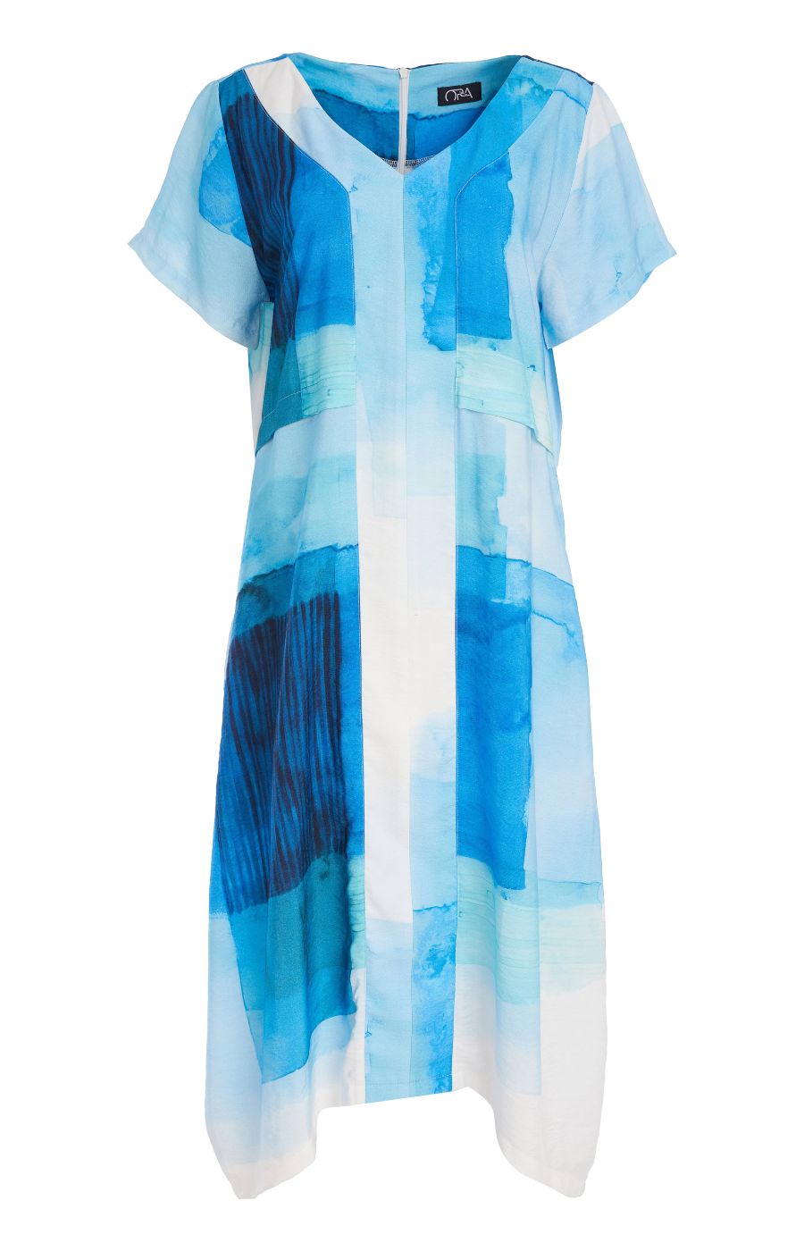 Ora V Neck Dress in Blue 