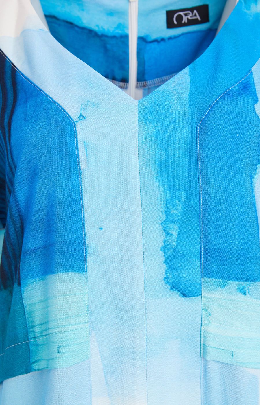 Ora V Neck Dress in Blue 