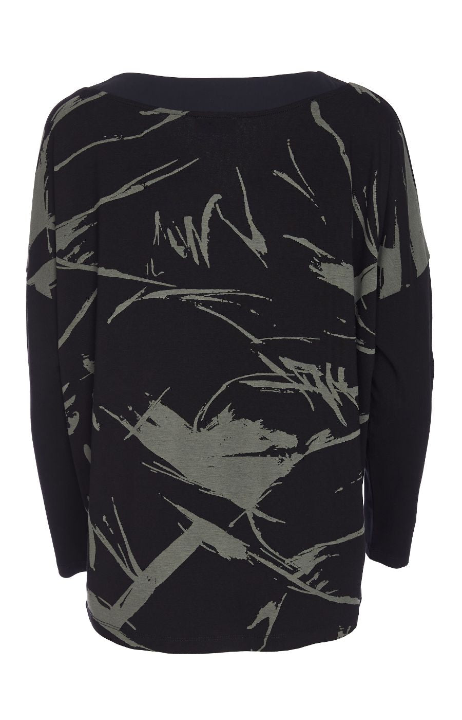 Ora V Neck Top with Khaki Print