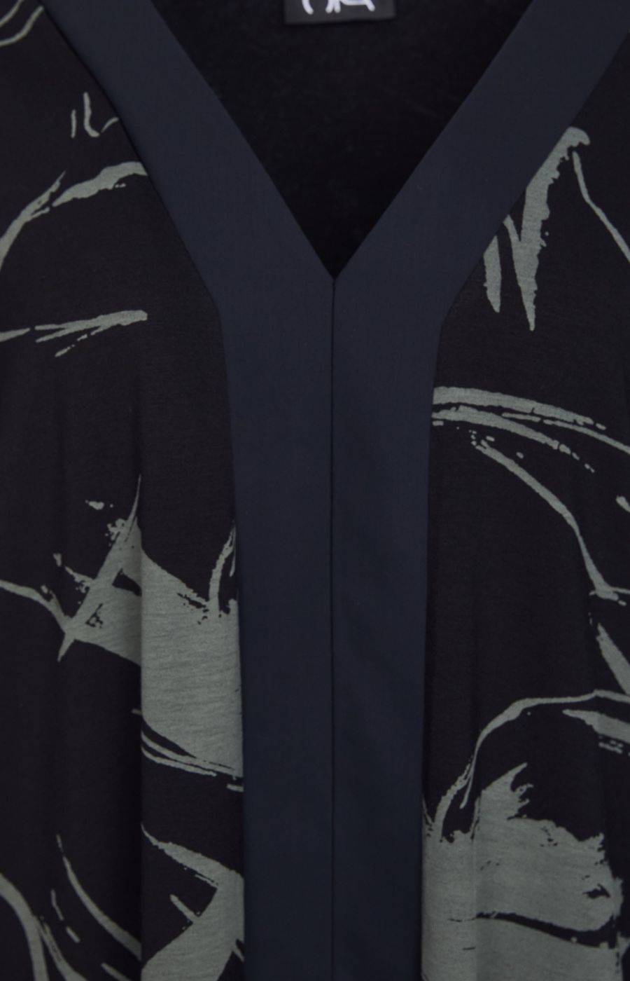 Ora V Neck Top with Khaki Print