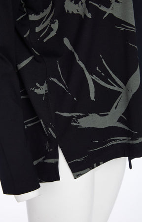 Ora V Neck Top with Khaki Print