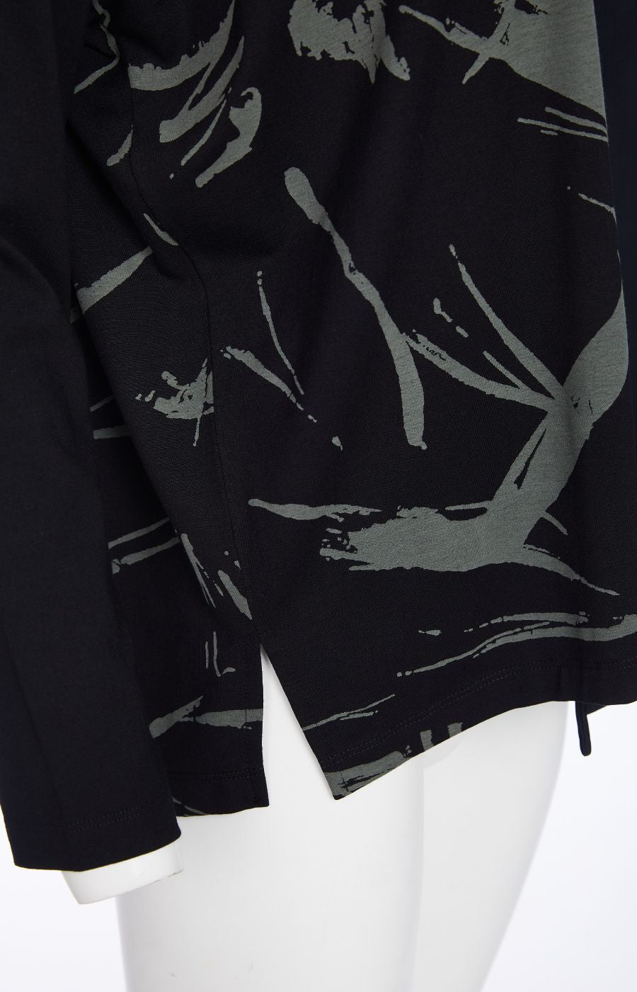 Ora V Neck Top with Khaki Print