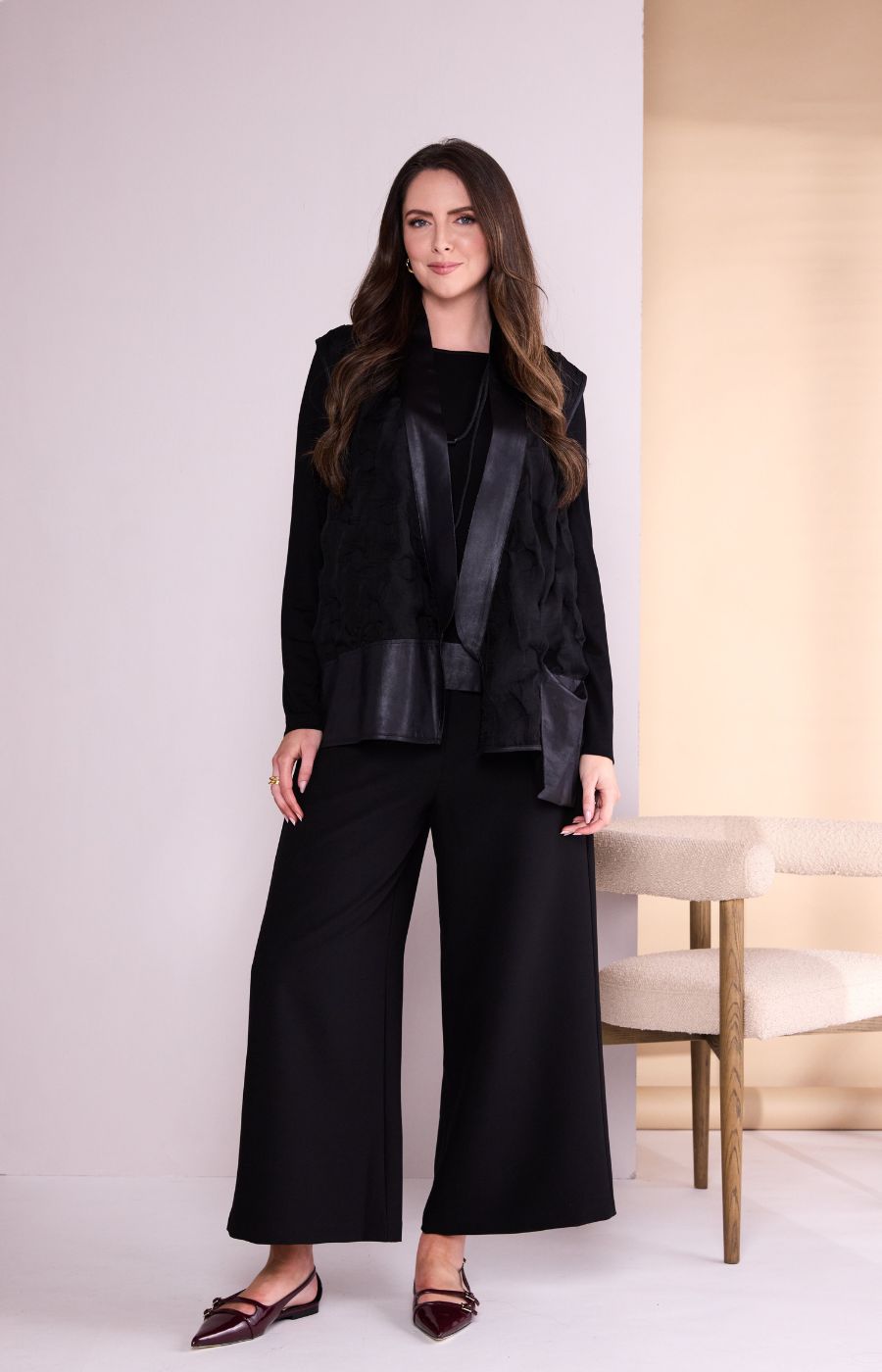 Ora Waistcoat With Long Sleeve Top in Black 