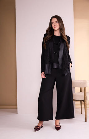 Ora Waistcoat With Long Sleeve Top in Black 