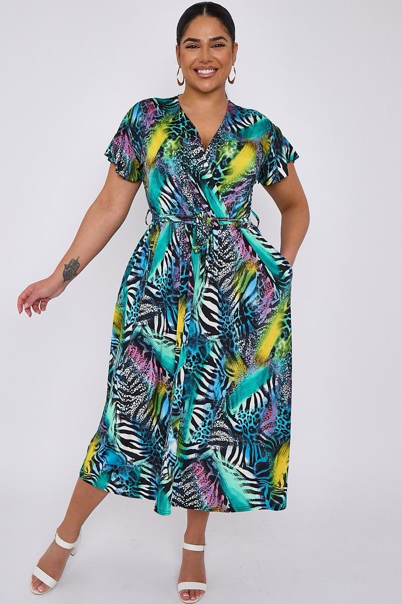Dani Faux Wrap Dress in Zebra Print