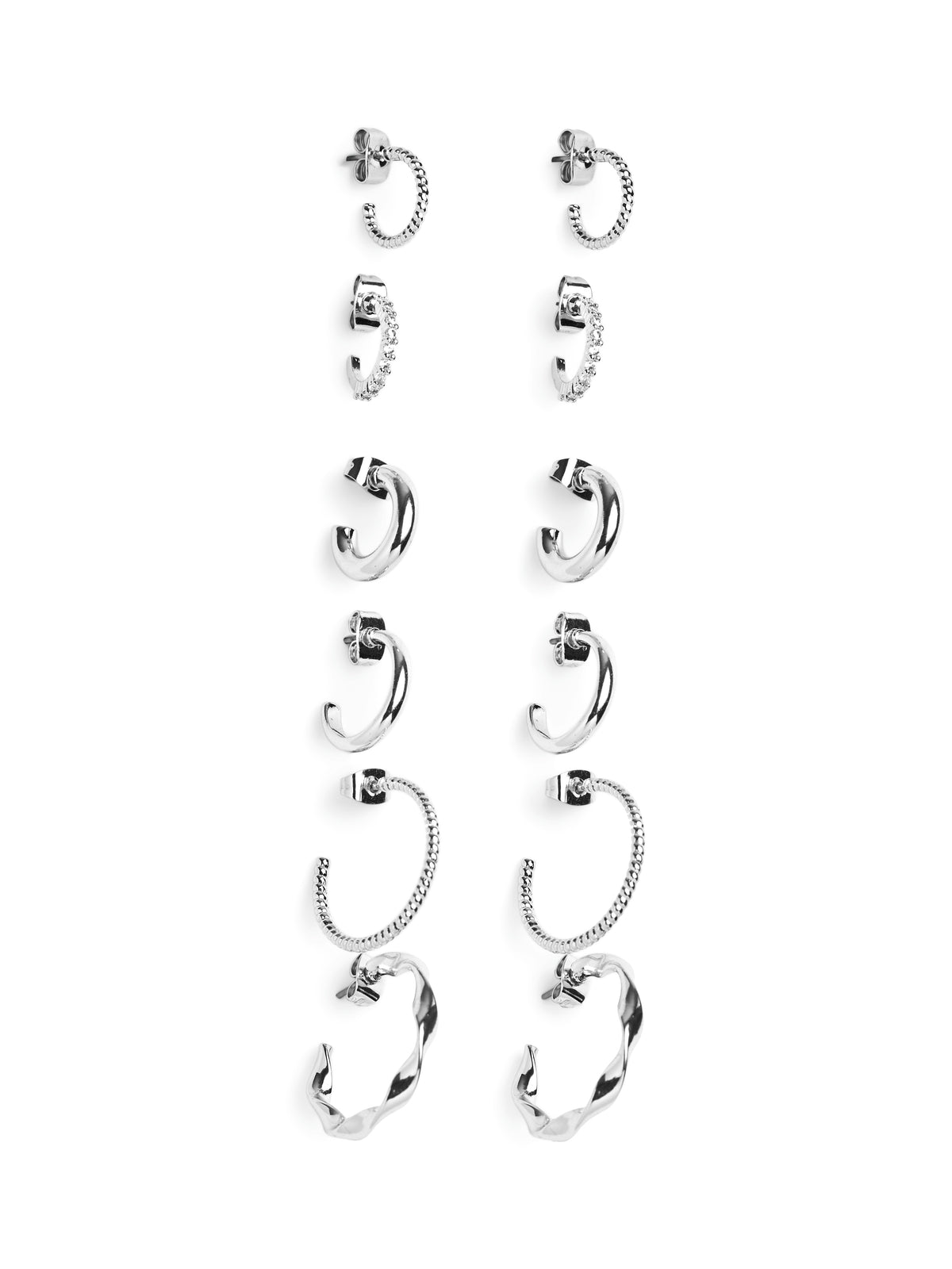Pieces Diona 6 Pack Hoop Earrings in Silver