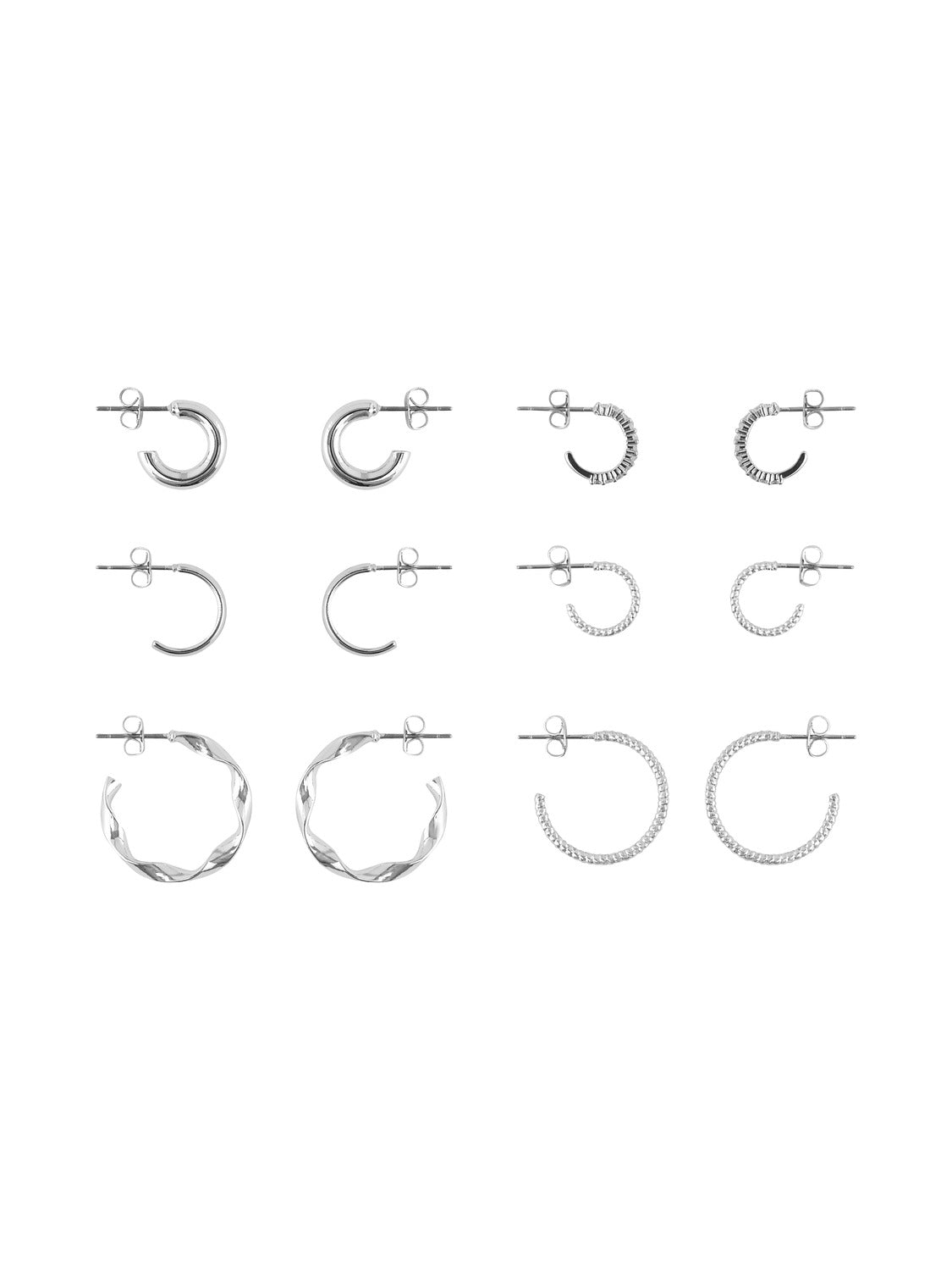 Pieces Diona 6 Pack Hoop Earrings in Silver