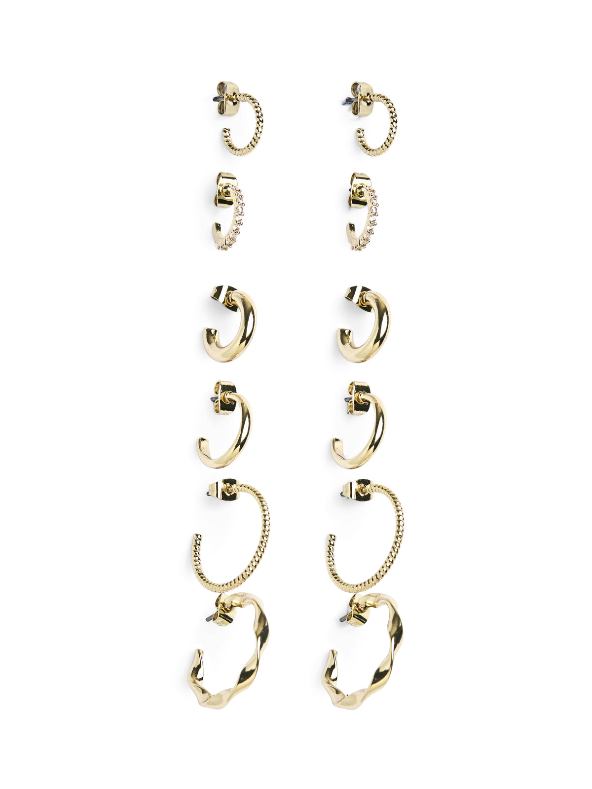 Pieces Diona 6 Pack Hoop Earrings in Gold 