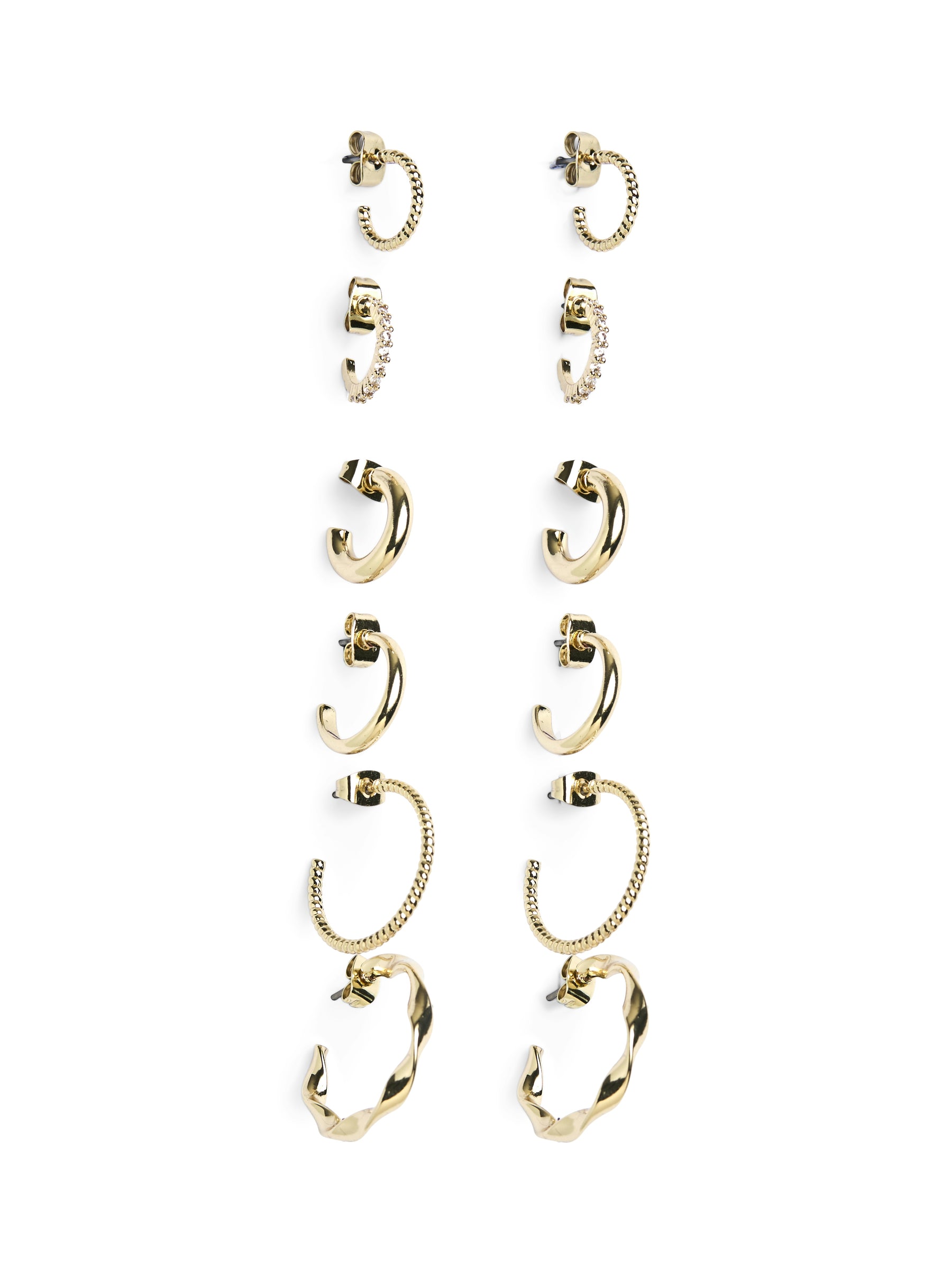 Pieces Diona 6 Pack Hoop Earrings in Gold 
