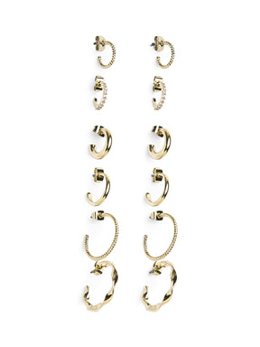 Pieces Diona 6 Pack Hoop Earrings in Gold 