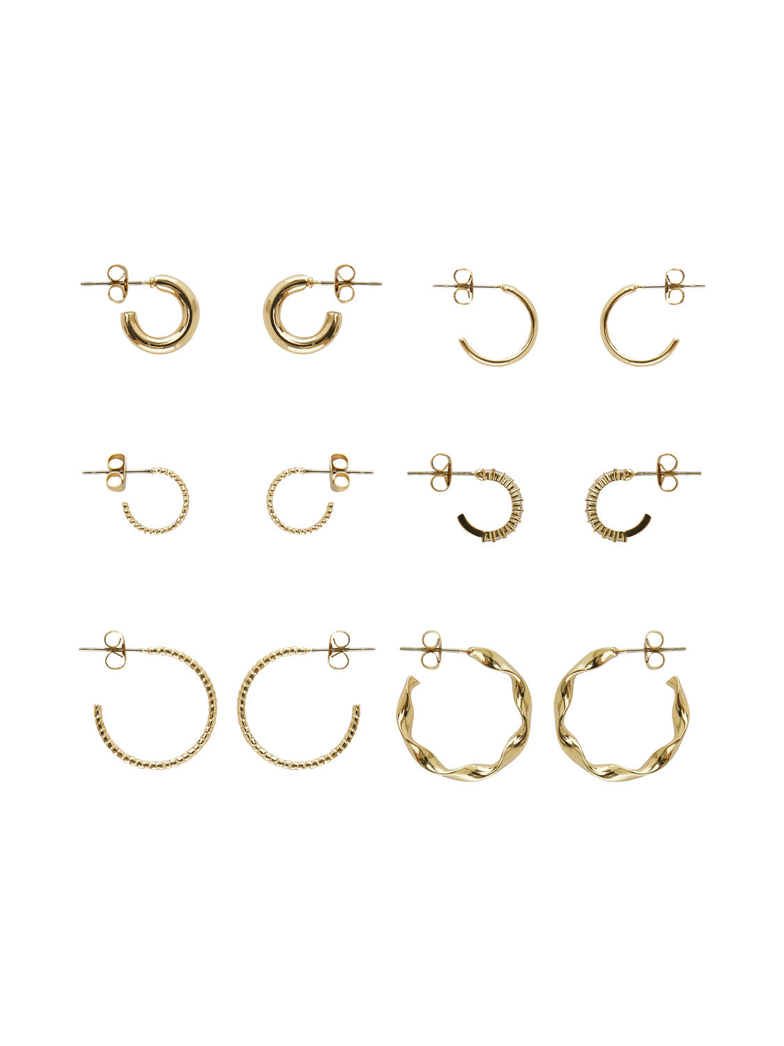 Pieces Diona 6 Pack Hoop Earrings in Gold 