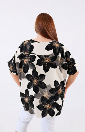 Posey Floral Blouse in Black 