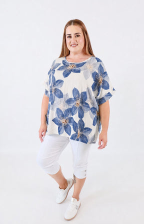 Posey Floral Blouse in Blue 