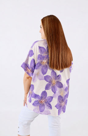 Posey Floral Blouse in Purple 