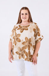 Posey Floral Blouse in Tan 