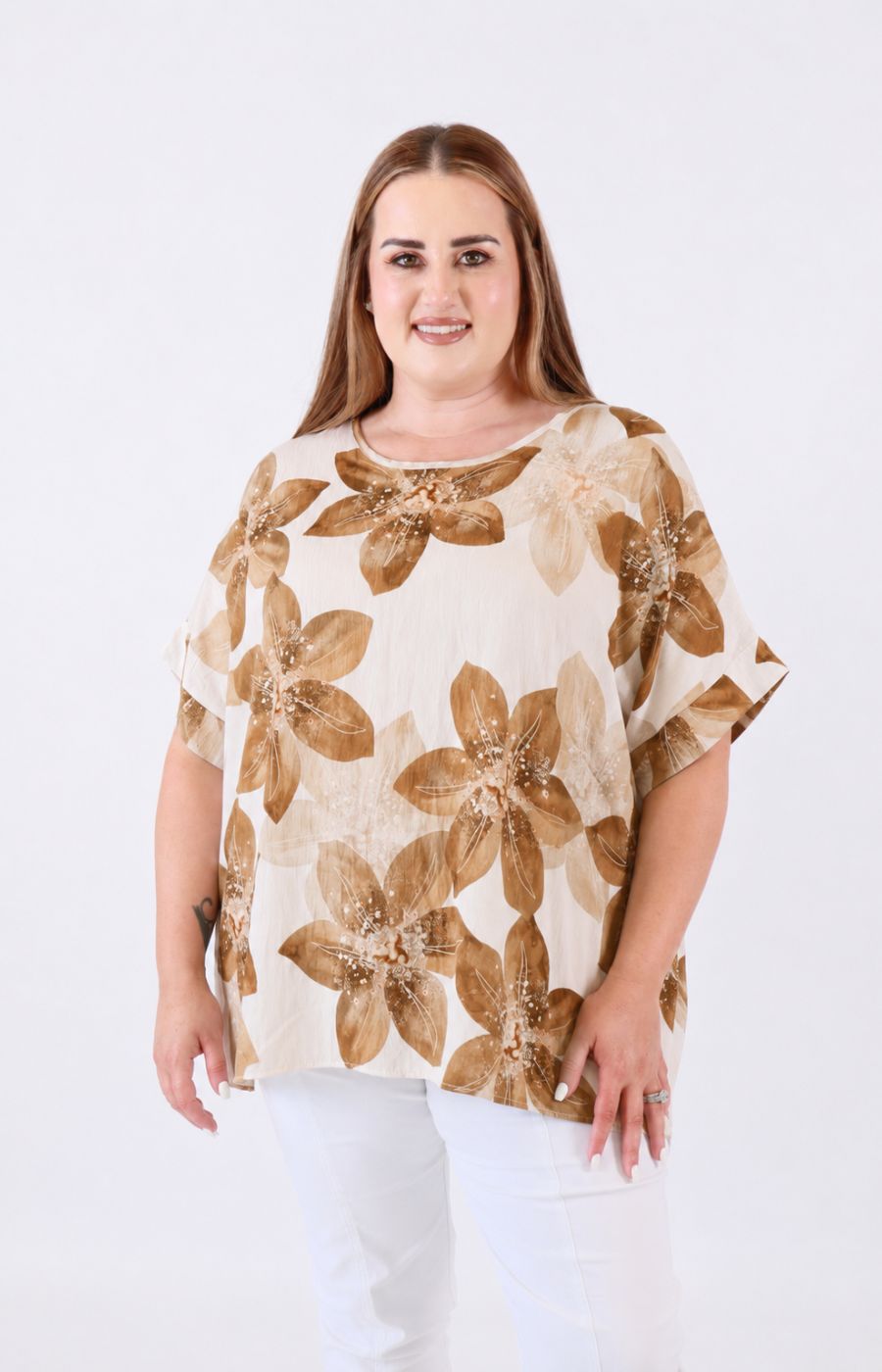 Posey Floral Blouse in Tan 