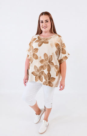 Posey Floral Blouse in Tan 