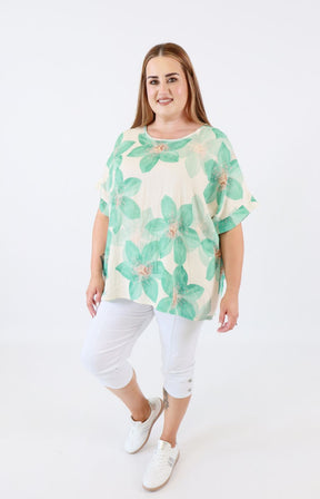 Posey Floral Blouse in Turquoise  