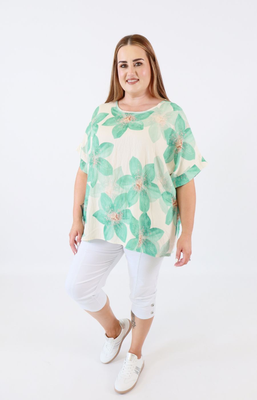 Posey Floral Blouse in Turquoise  