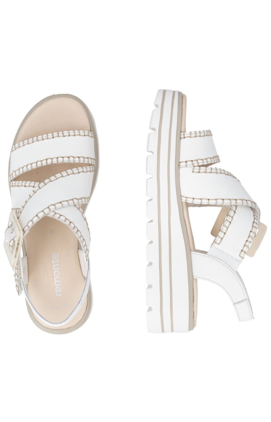 Remonte Cross Strap Sandals in White 