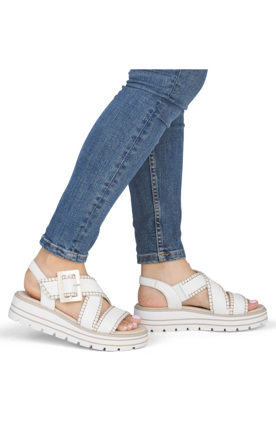 Remonte Cross Strap Sandals in White 