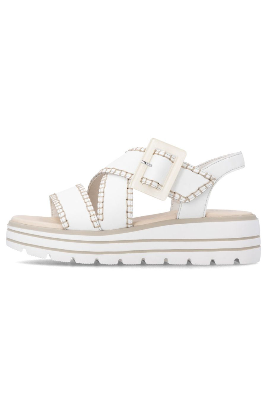 Remonte Cross Strap Sandals in White 