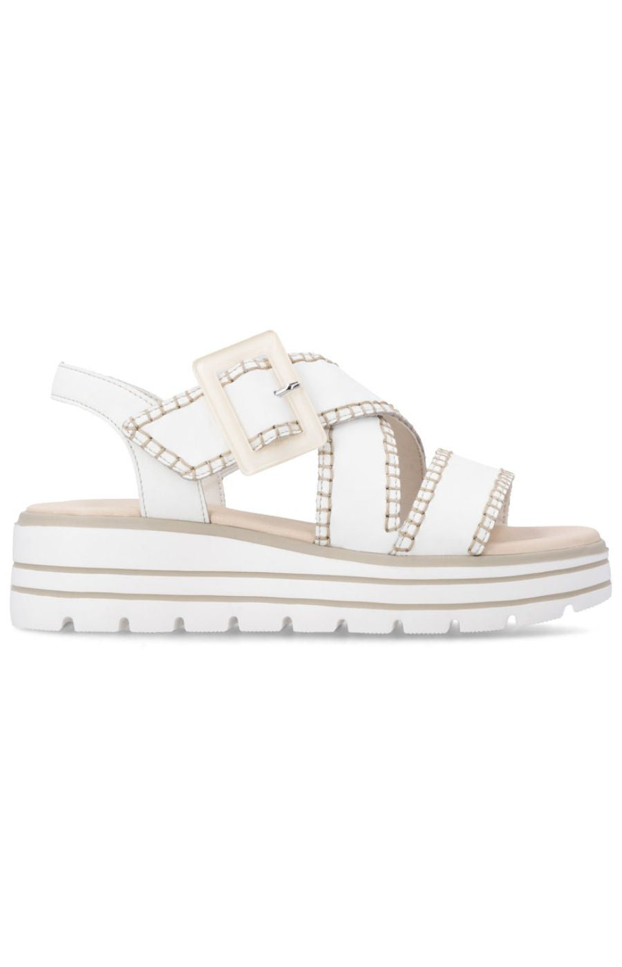 Remonte Cross Strap Sandals in White 