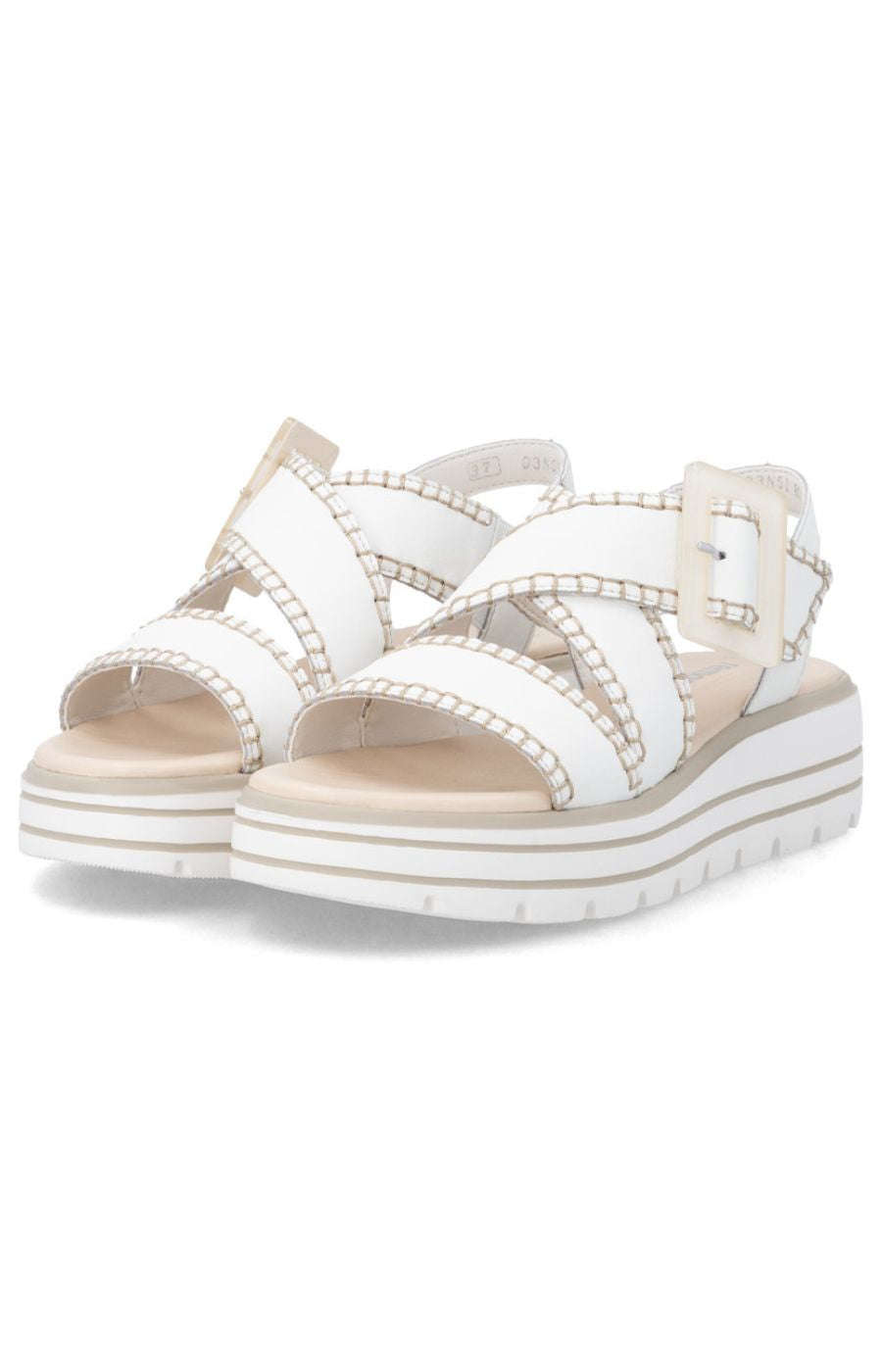 Remonte Cross Strap Sandals in White 