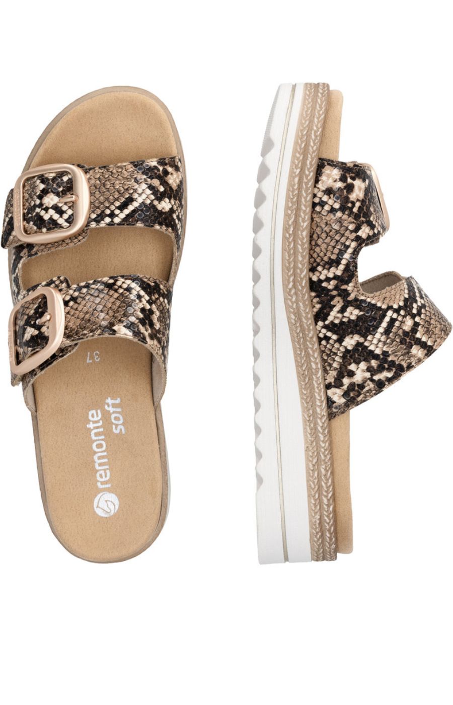 Remonte Mules in Snake Print 