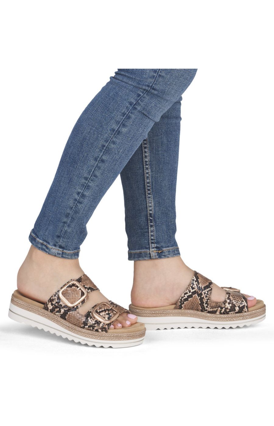 Remonte Mules in Snake Print