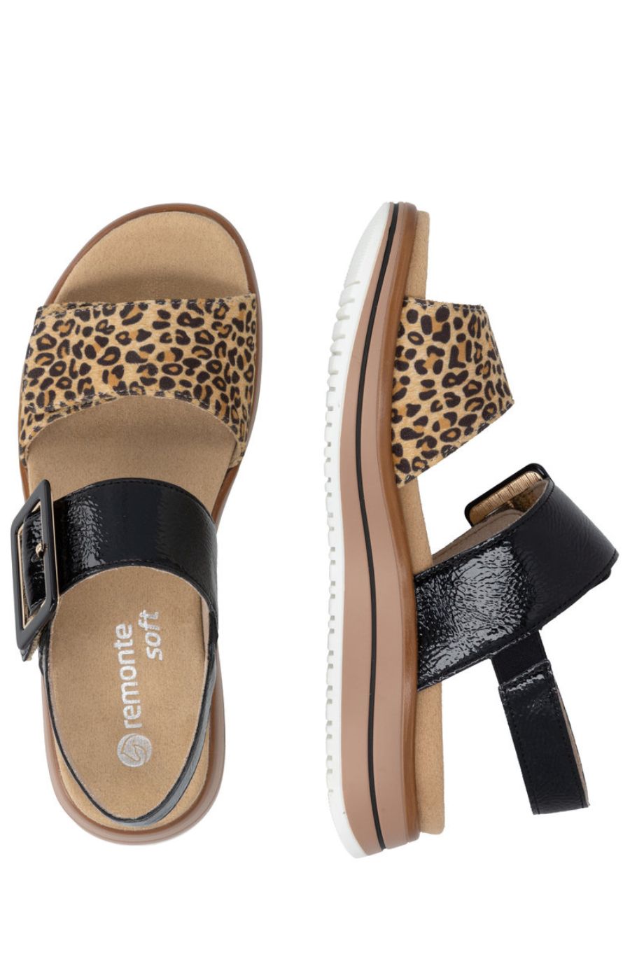 Remonte Sandal in Black Leopard 