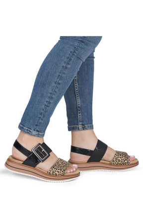 Remonte Sandal in Black Leopard