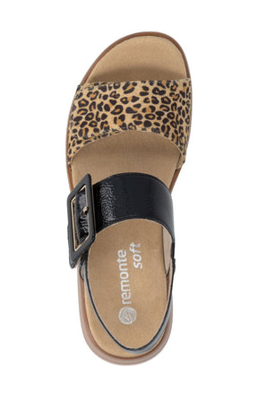 Remonte Sandal in Black Leopard 