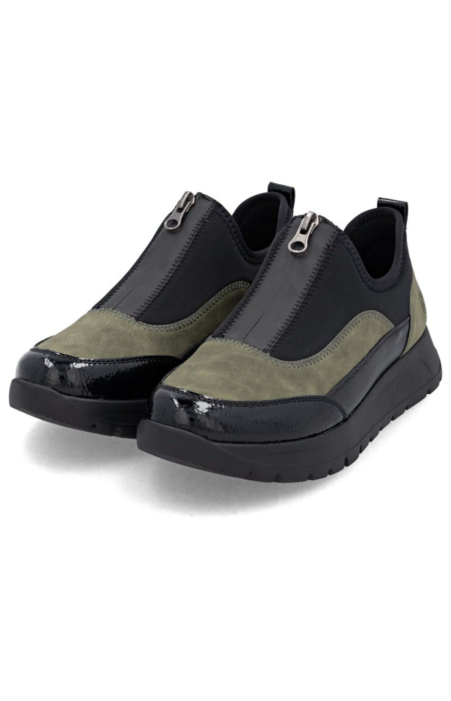 Remonte Zip Trainers in Khaki