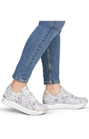 Remonte Zipped Trainer in Floral Silver  