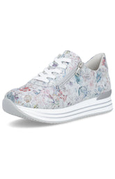 Remonte Zipped Trainer in Floral Silver 