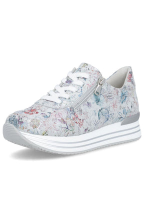 Remonte Zipped Trainer in Floral Silver 