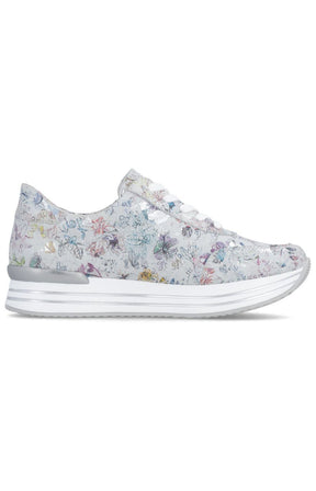 Remonte Zipped Trainer in Floral Silver 