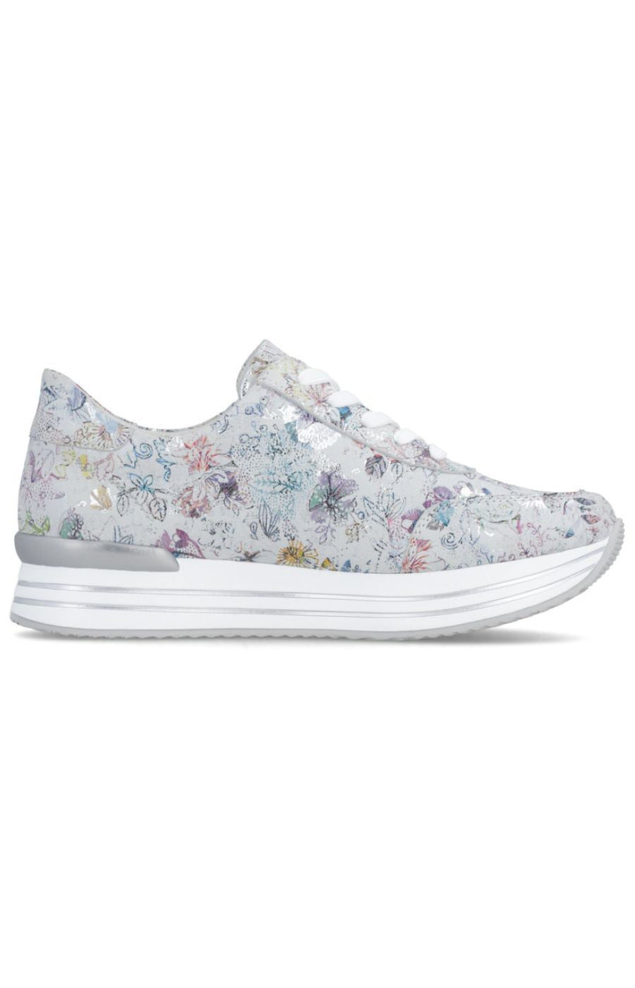 Remonte Zipped Trainer in Floral Silver 