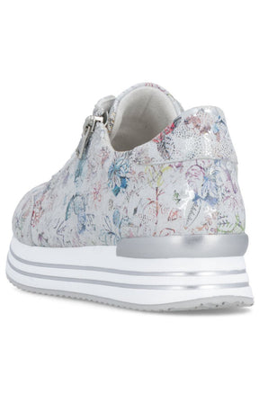 Remonte Zipped Trainer in Floral Silver  