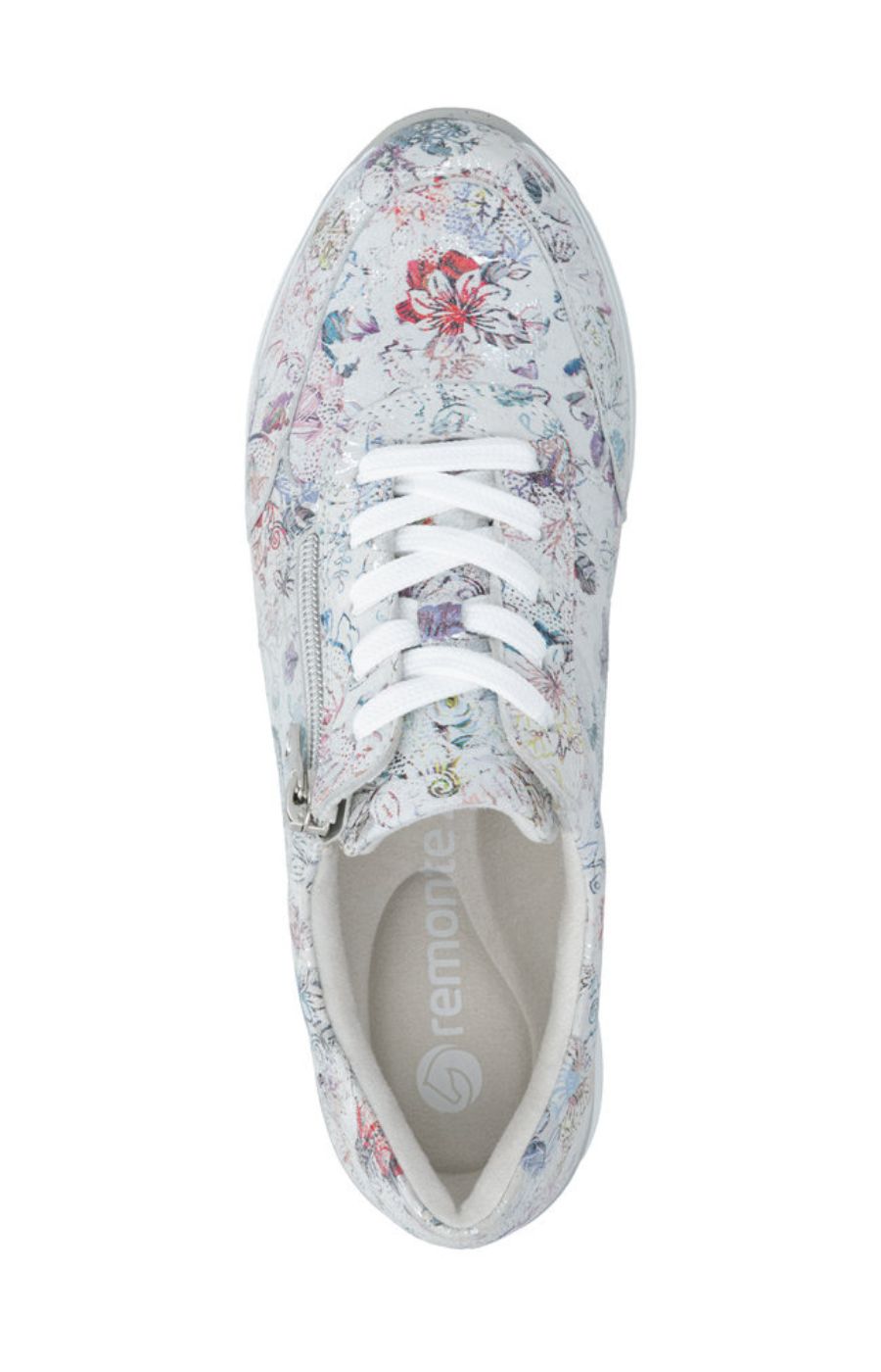 Remonte Zipped Trainer in Floral Silver  