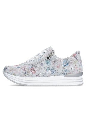 Remonte Zipped Trainer in Floral Silver  