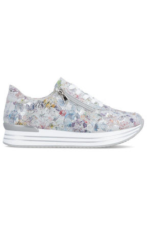 Remonte Zipped Trainer in Floral Silver  