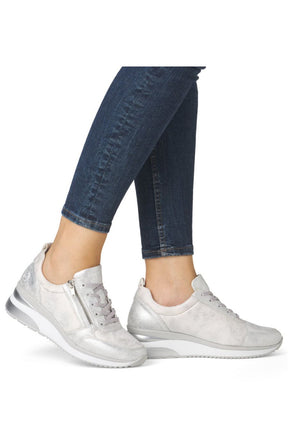 Remonte Zipped Wedge Trainer in Silver