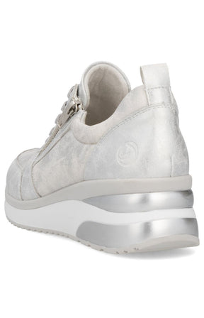 Remonte Zipped Wedge Trainer in Silver