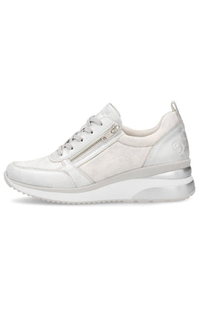 Remonte Zipped Wedge Trainer in Silver